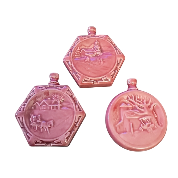 Duncan Other - Vintage Duncan Ceramic Red Ornaments Country Winter Scenes Double Sided